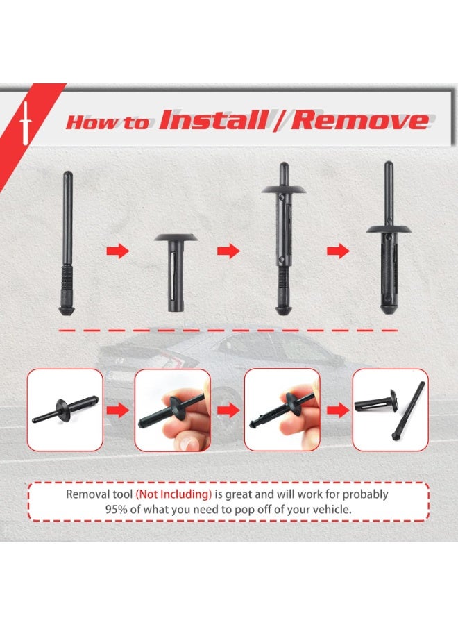 100PCS Plastic Rivet Clip, Replacement for Jeep Wrangler 07-15, Chrysler 300 99-10, Dodge Avenger 08-14, Nylon Fastener - Image 2